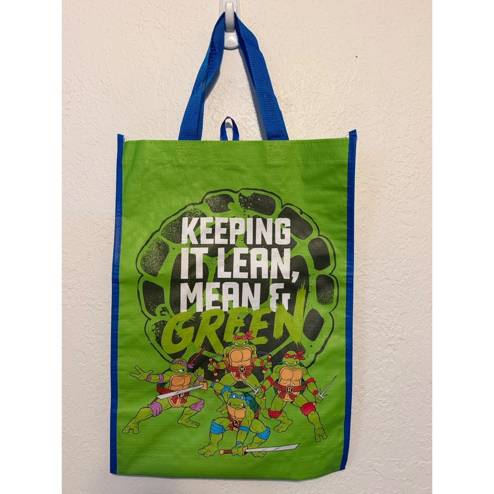 Nickelodeon TMNT Reusable Bag Green Mean & Green Ninja Turtles Tote Bag NEW